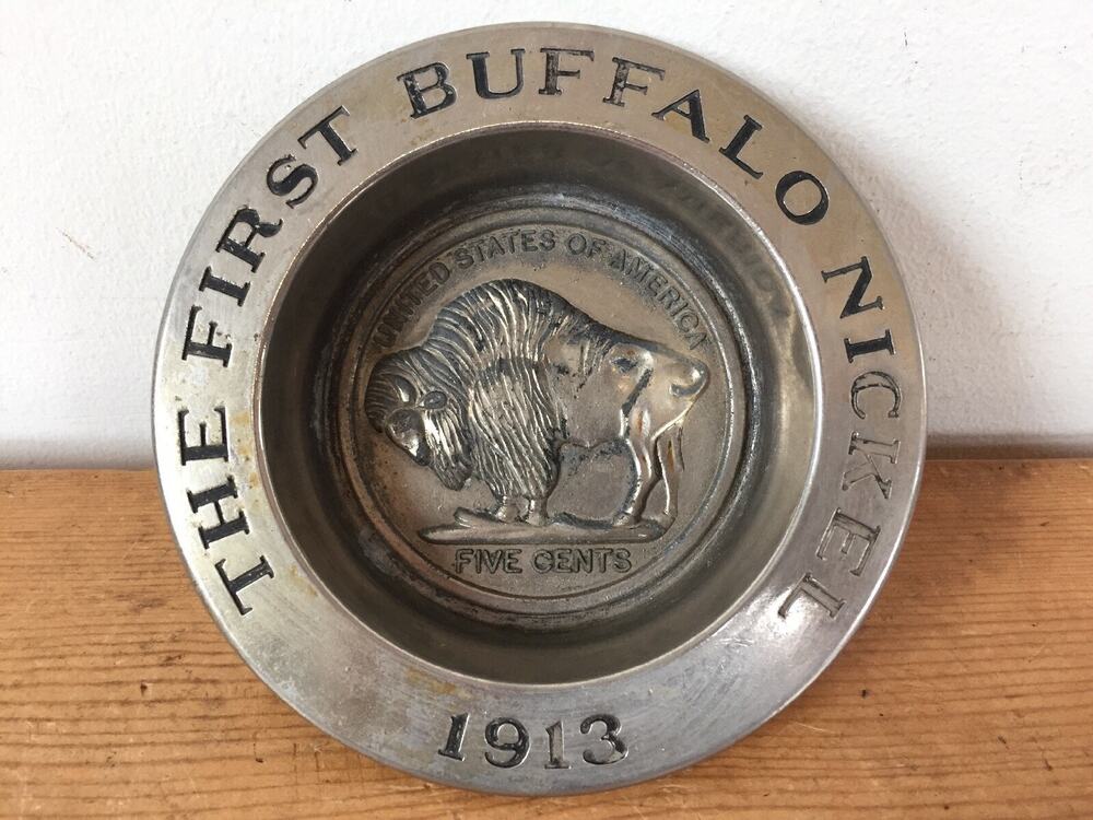 Vtg Avon First Buffalo Nickel 1913 Commemorative Trinket Bowl Dish Ashtray 5"